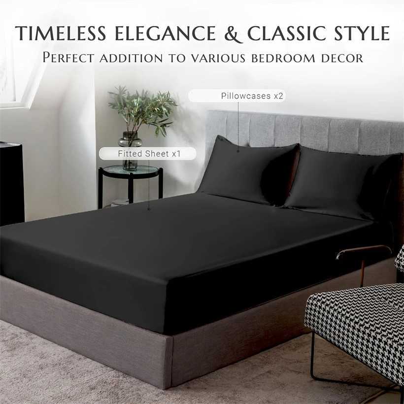 Luxurious Mulberry Silk Fitted Bed Sheet Set with 1pc Fitted Sheet and 2pcs case Premium Smooth Mattress Cover 100/140/200 Y250219
