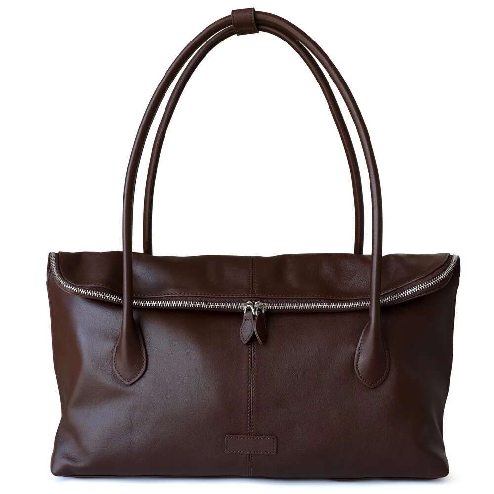 2024 Genuine Leather Women Folded New High Quality Shoulder Bag Female Casual Totes Large Capacity Commute Bags Bolso Mujer