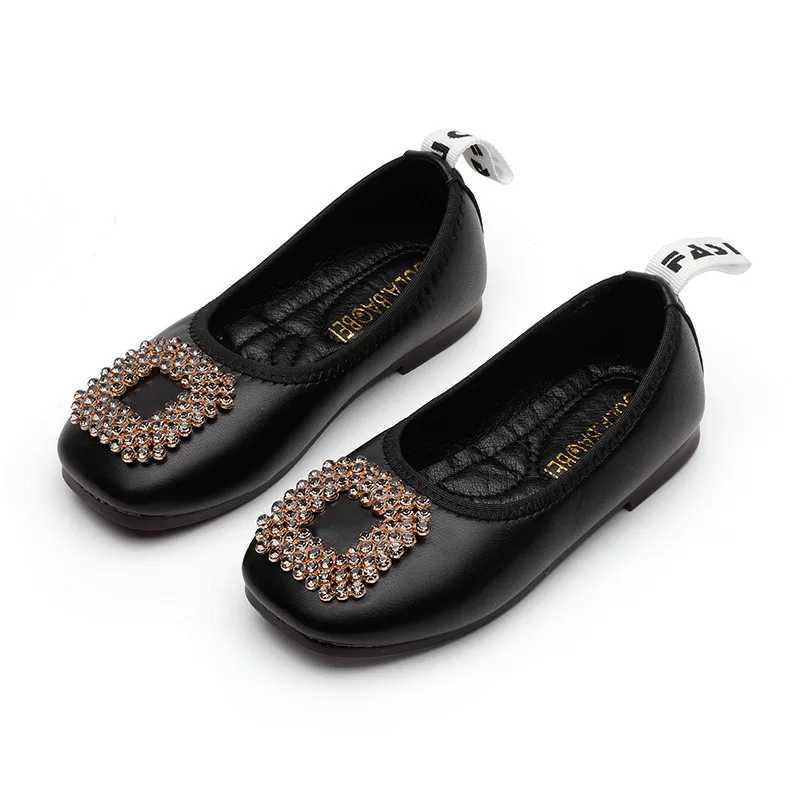 Childrens Leather Shoes Autumn New Girls Rhinestone Princess Shoes Shallow Mouth One Pedal Girls Single Shoes Kids Shoes X250220