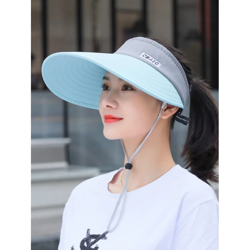 Sunshade hat female summer sunscreen foldable outdoor cycling hat leisure big eaves empty top sun hat children 250219