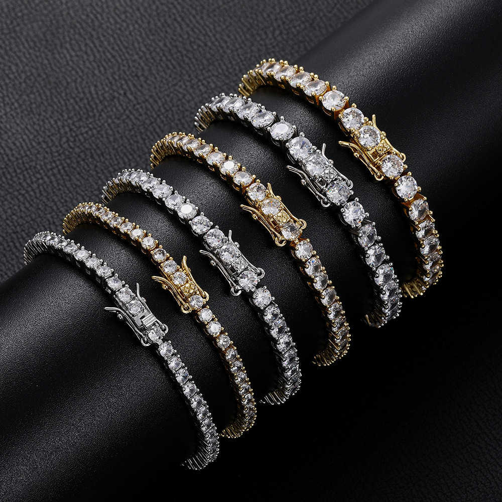 Charm Bracelets 3mm 4mm 5mm Tennis Bracelet Hip Hop Jewelry Copper Micro Inlaid Zirconia Single Row Zirconia Bracelet H25220