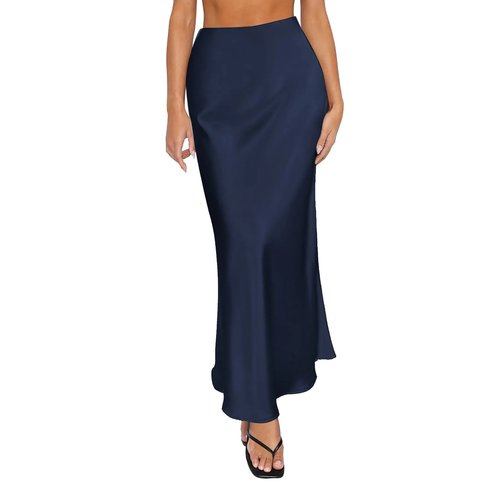 Satin Skirt High Waisted Maxi Cocktail Party Wedding A Line Long Skirts For Women Street Lady Elegant Pencil 2024 250220