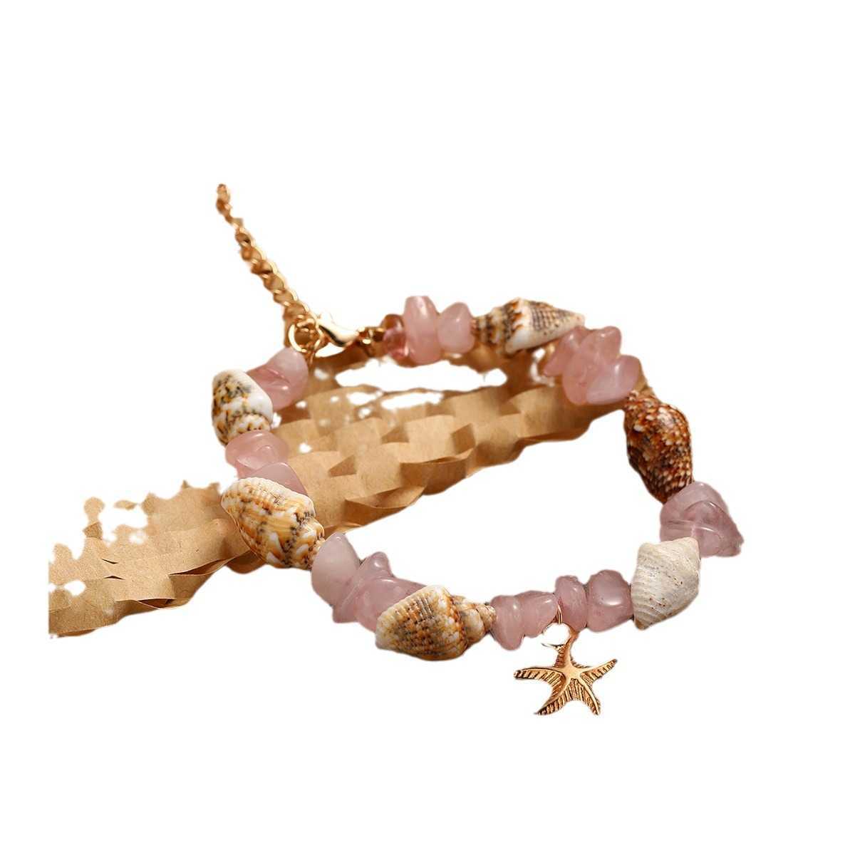Charm Bracelets Popular Accessories Conch Rice Bead Turquoise Bracelet Beach Starfish Pendant Shell Crystal Bead Bracelet H25220