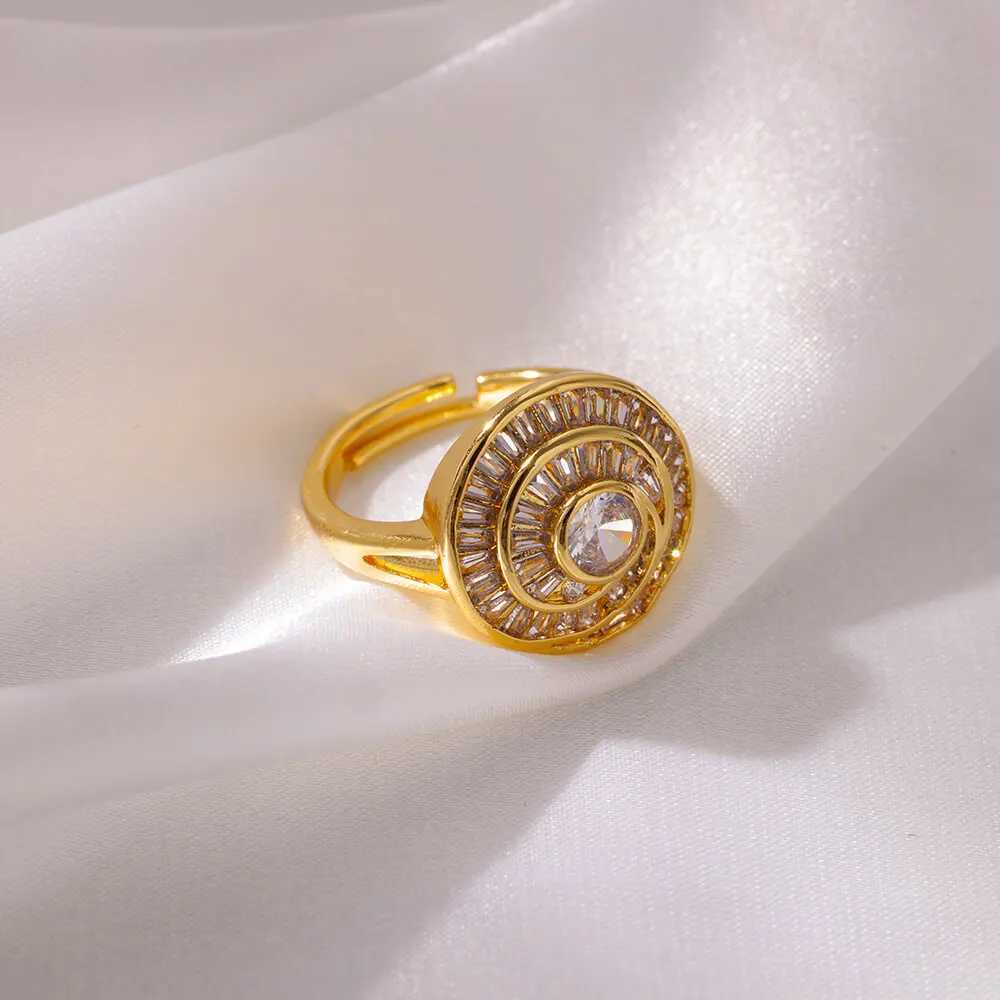 Round zircon stainless steel open ring used for gold colored Geely fashion wedding rings high-quality jewelry accessories X250220