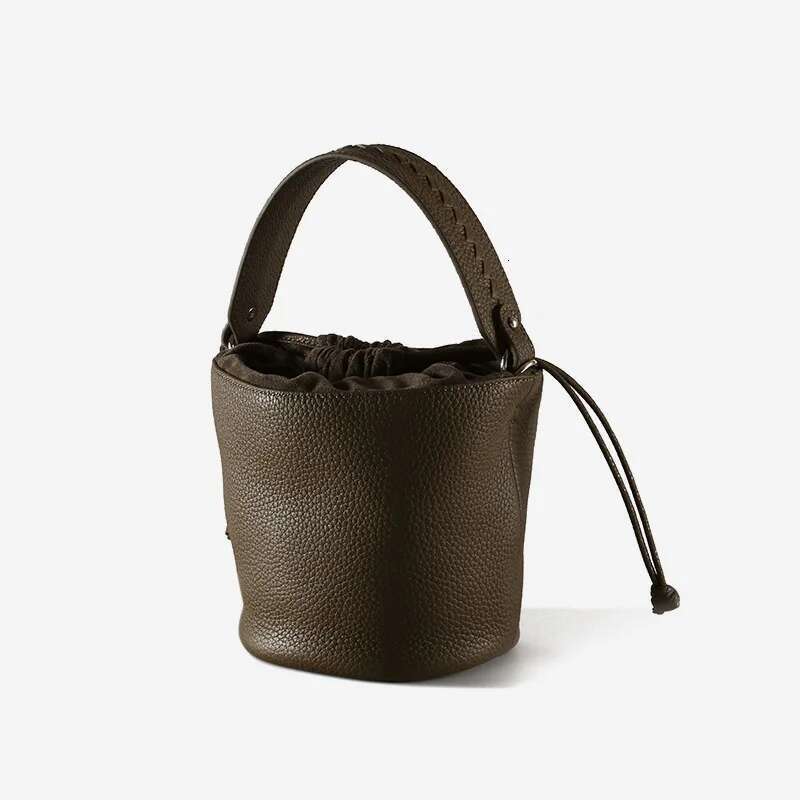 Manufacturers Wholesale 2024New Design Vintage Genuine Leather Lychee Pattern Large Capacity Women's Handbags Bucket Bags