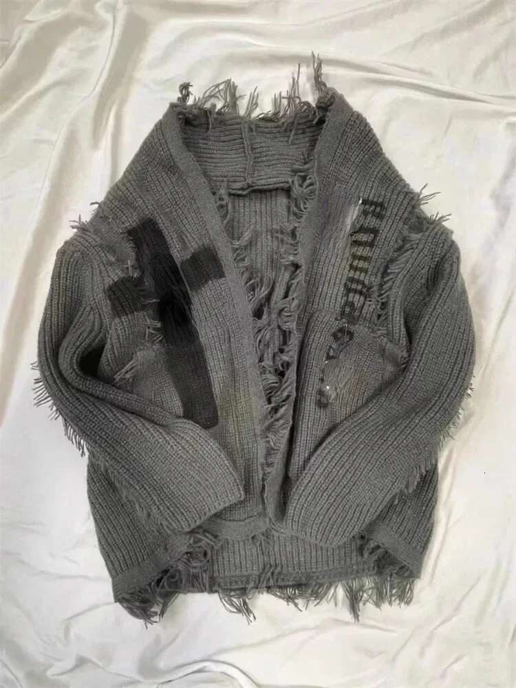 Vintage Grunge Loose Hollow Out Sweaters Fashion Gothic Punk Cross Letter Knitted Coat Y2k Streetwear Haruku Cardigans Women
