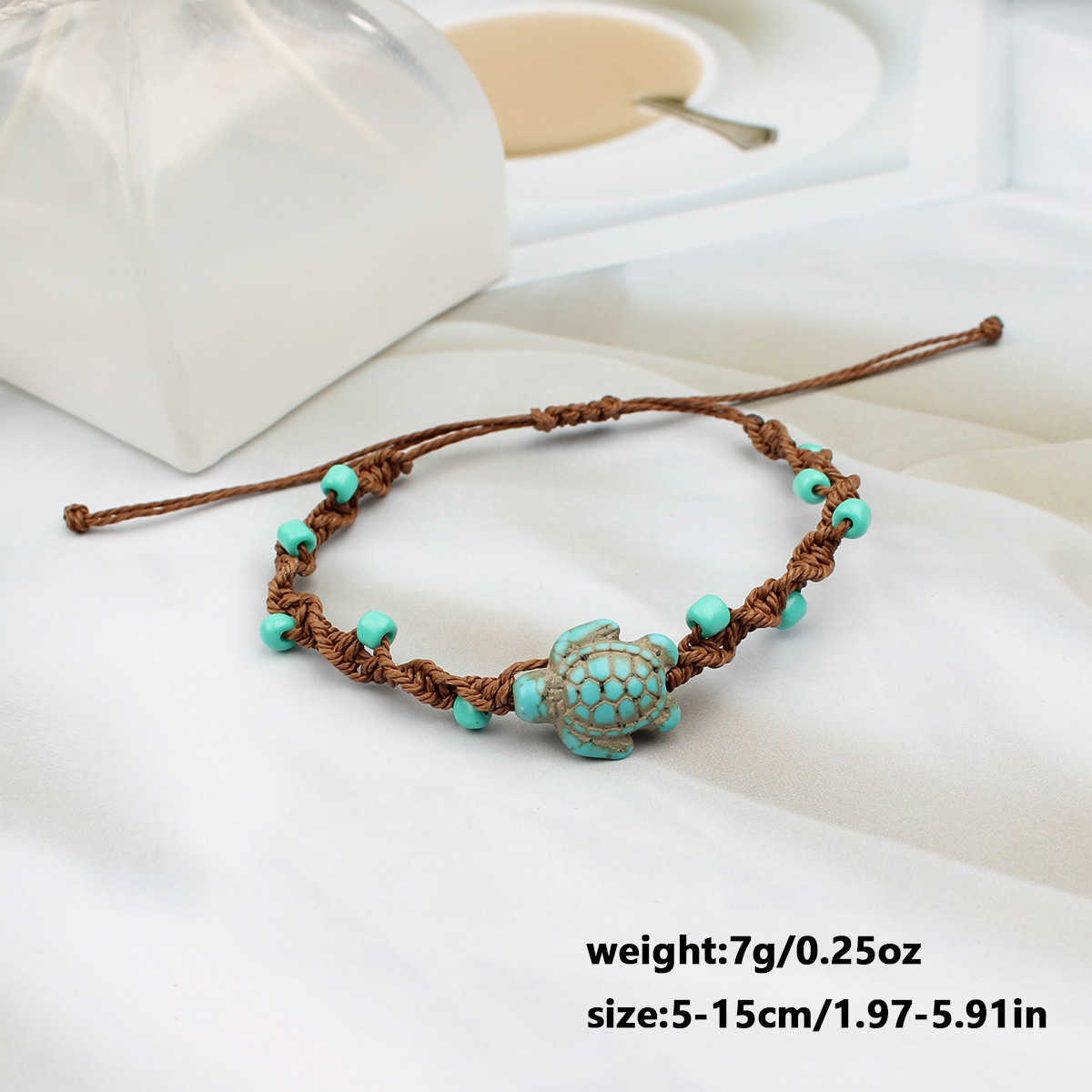 Charm Bracelets New beach vacation style turquoise turtle handmade bracelet now with adjustable hand rope for couples H25220