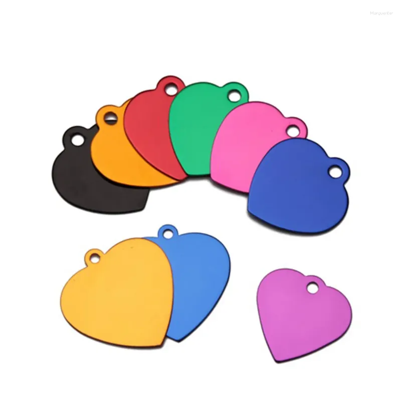 Dog Tag 50 Pcs/Lot Pet ID Tags Colorful Heart Shape Anodized Aluminum Stamping Blanks Discs For Craft Pendant
