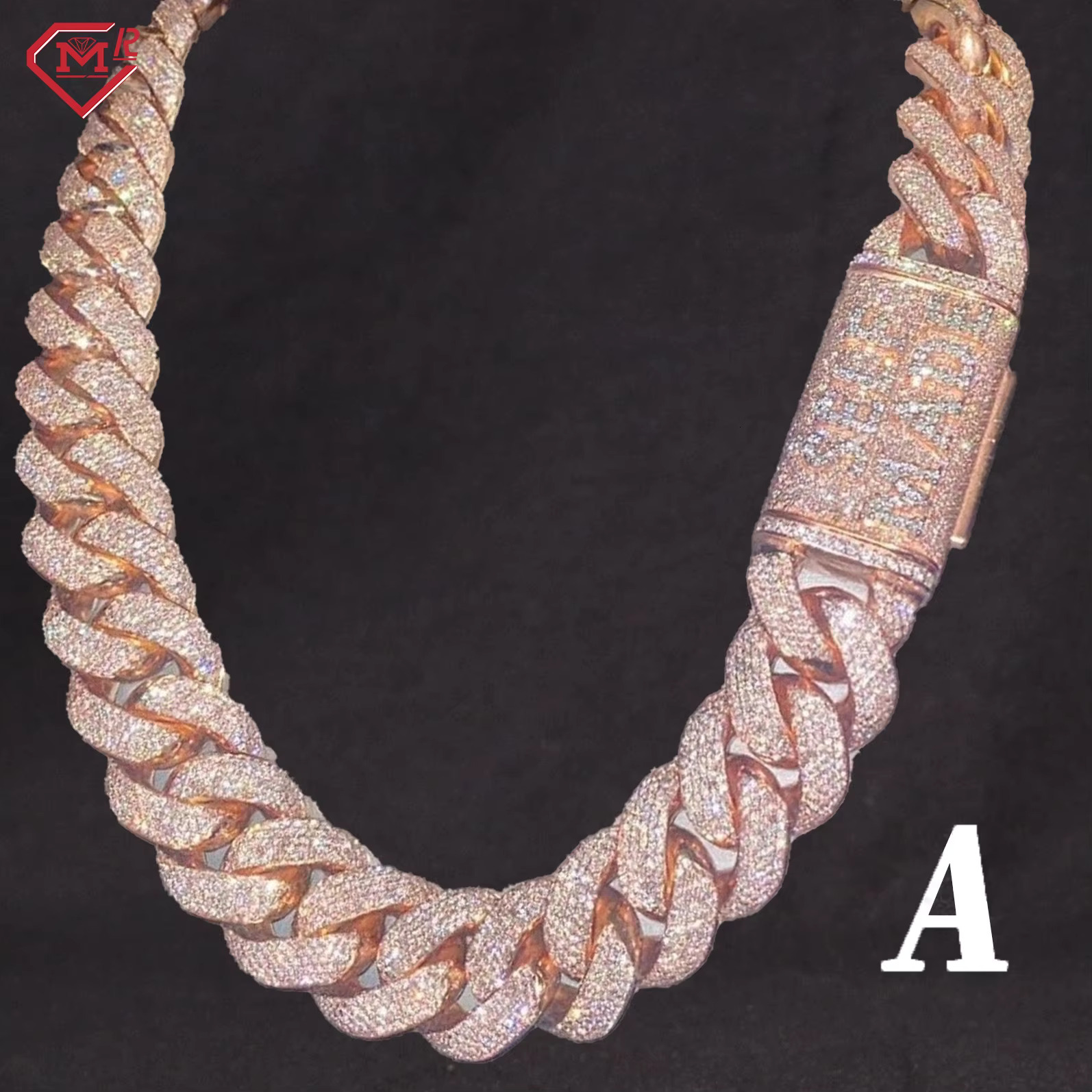 Rose Gold Moissanite Tested by Vvs Ice Sier Miami Cuban Chain