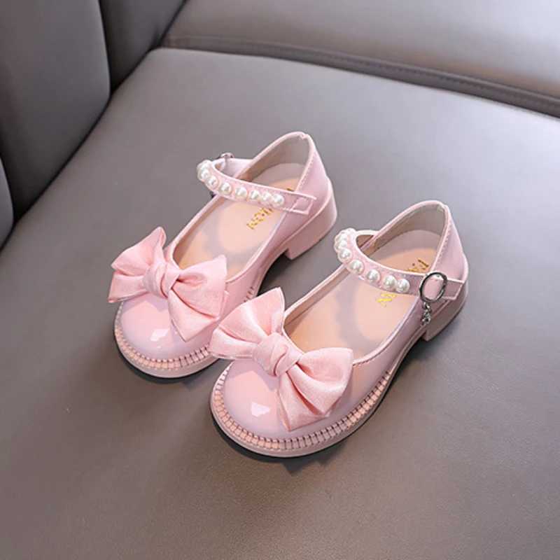 Girl Princess Leather Shoes Spring and Autumn Sweet Bow Childrens Smooth PU Dress Mary Simple Shoes Fashion Childrens Ballet Flat Shoes X250220