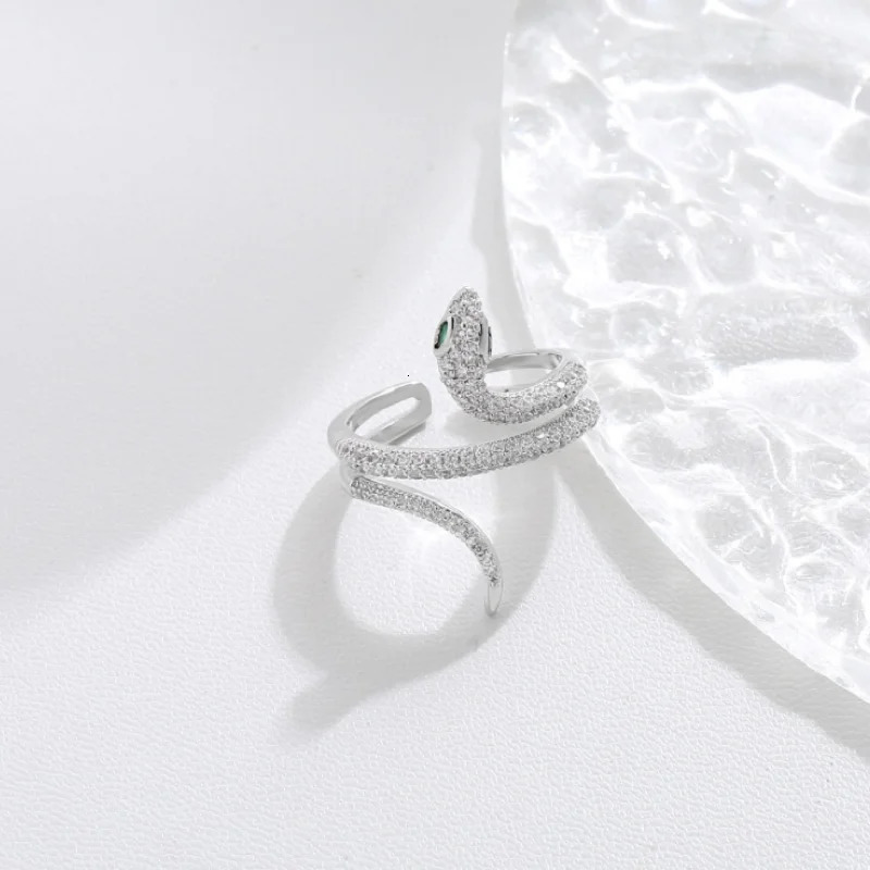 Snake Year Style Rhinestones Snake Adjustable Ring for Women Finger Rings Fashion Gift Jewelry 250220