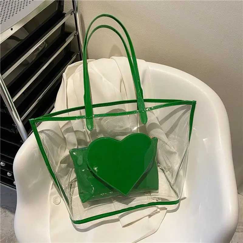 2023 New Fashion Bag Fashion Laser Jelly Bag Shoulder Bag Casual Street Large Capacity Transparent Love Handbag for Women Design Z250219