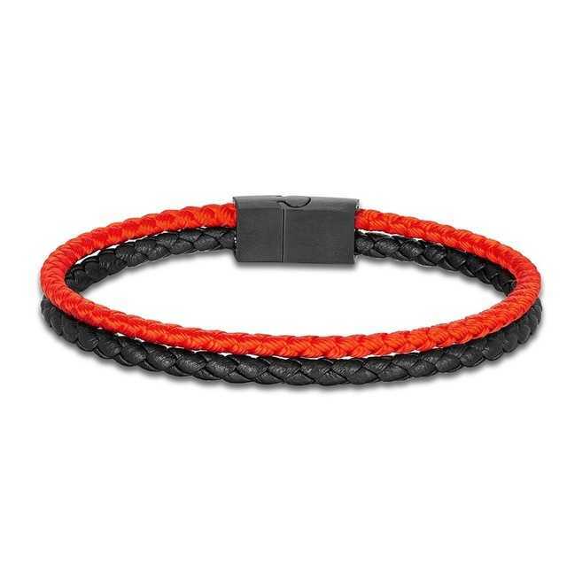Charm Bracelets New Two tone Woven Bracelet Fashion Trendy Mens and Womens Stainless Steel Double layer Magnetic Buckle Leather Bracelet H25220