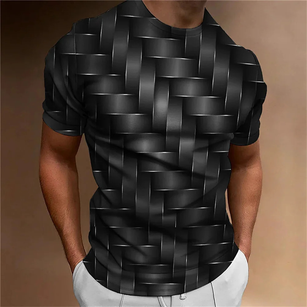 2023 Simple Mens Tshirt Geometric Pattern 3D Printing Top Daily Casual Clothing Loose and Large Retro Sportswear for Men 250213