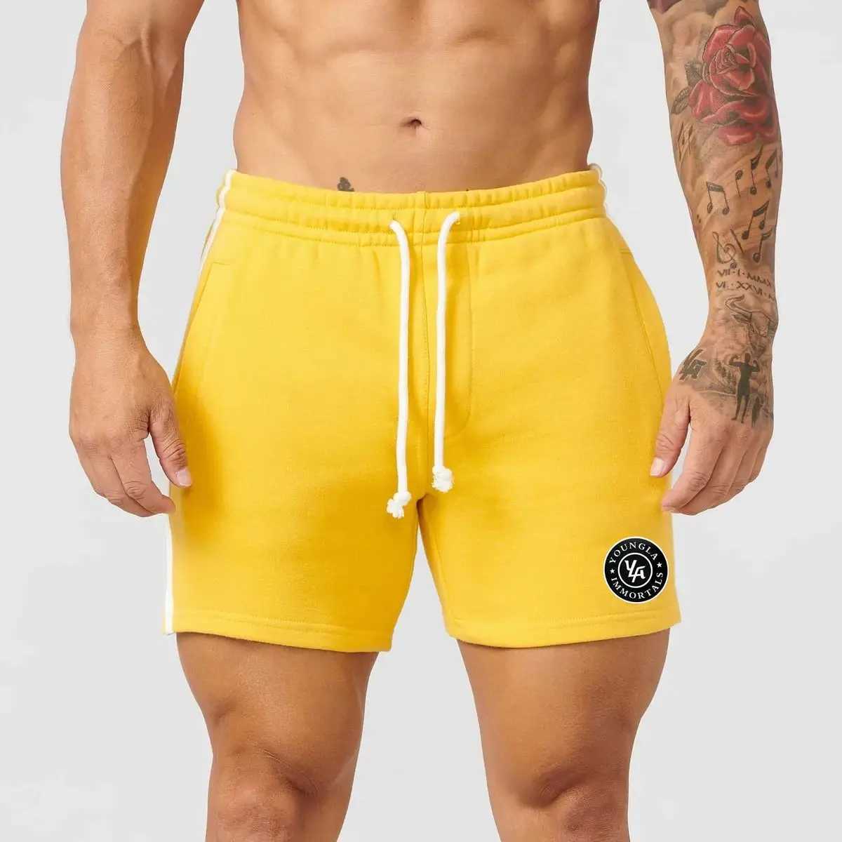 YA New Men Short Jogger Gym Sports Fitness Cotton Striped Printed Casual Shorts Outdoor Running Basketball Shorts Training Pants X250220