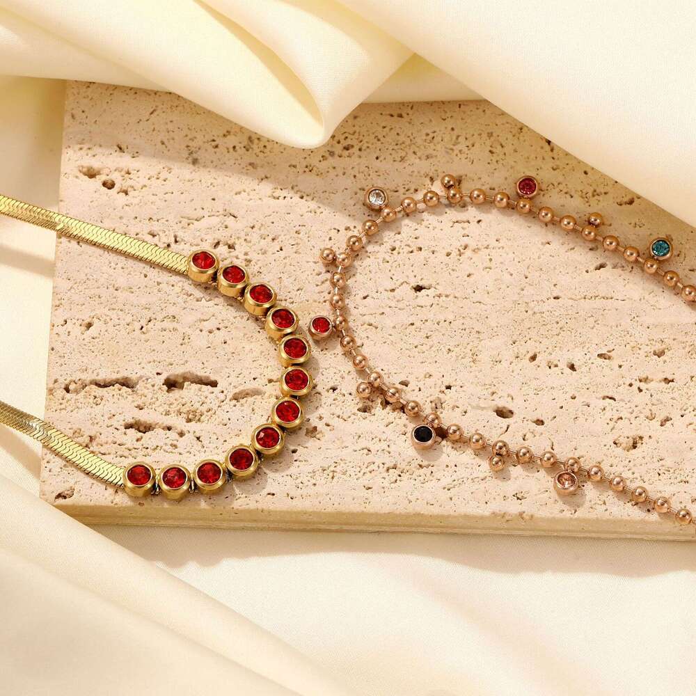 Fashionable titanium personalized and niche design, collarbone chain, stainless steel flat snake chain necklace, jewelry