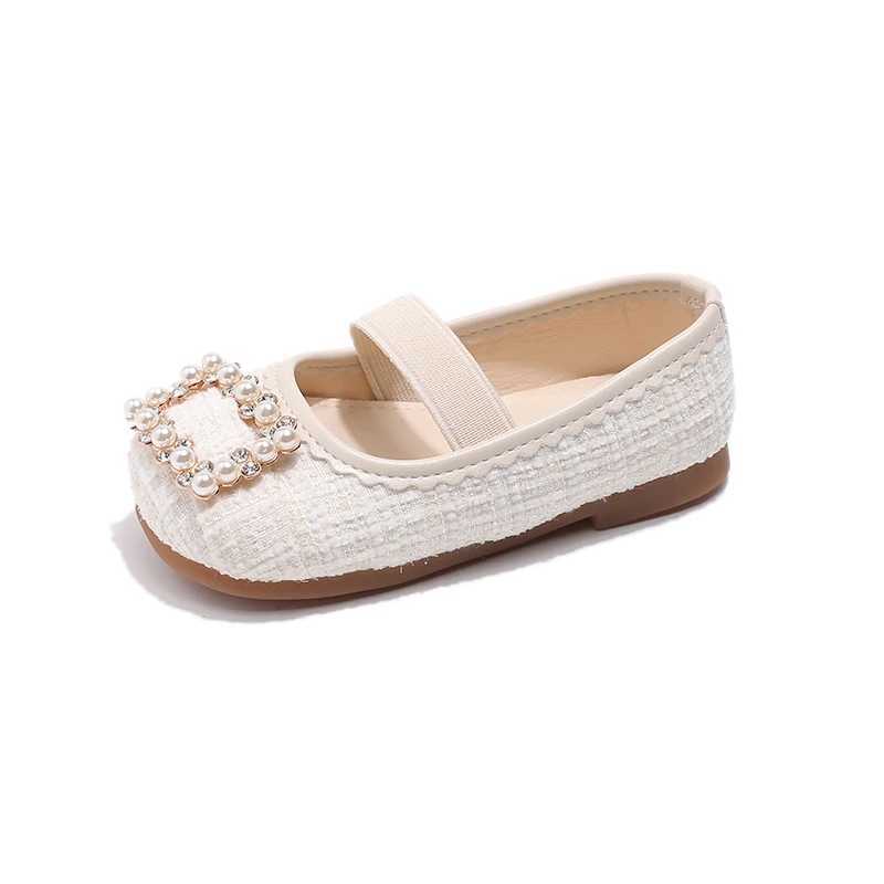 Unishuni Girls Elegant Shoe Princess Bling Diamond Flats Child Mary Jane Shoes for Girl Kid Floral Casual Shoe with Elastic Band X250220