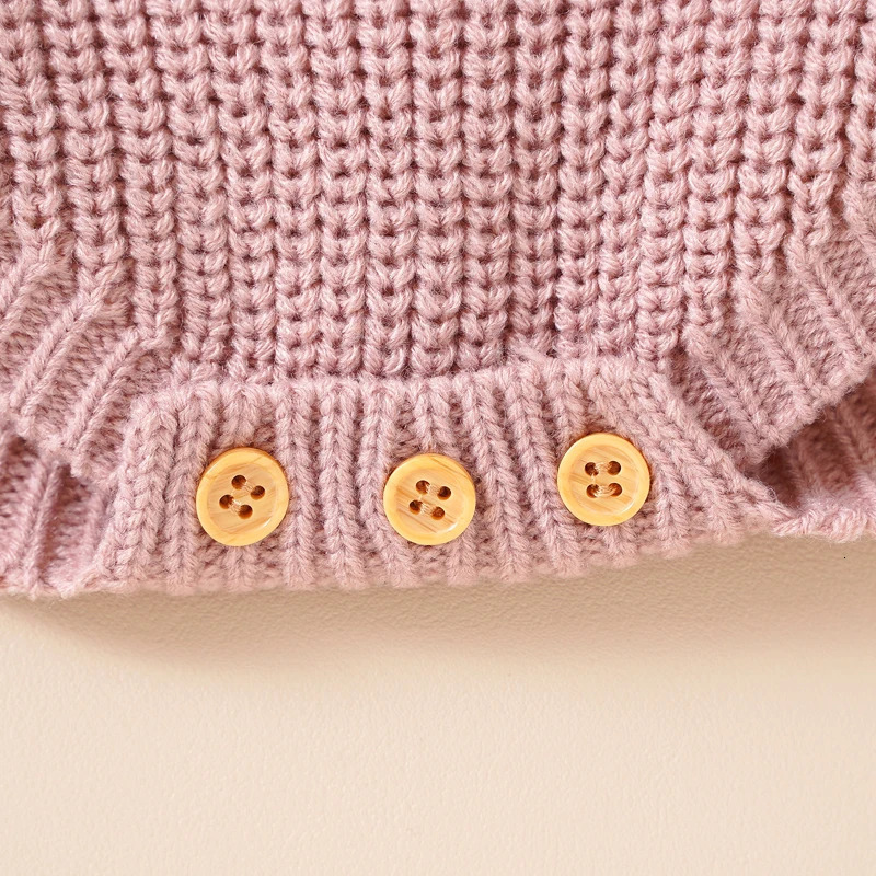 Autumn Baby Bodysuits Clothes Winter Solid Long Sleeve Knit born Boys Girls Onesie Hats Outfits 0-18m Infant Netural Costumes 250220