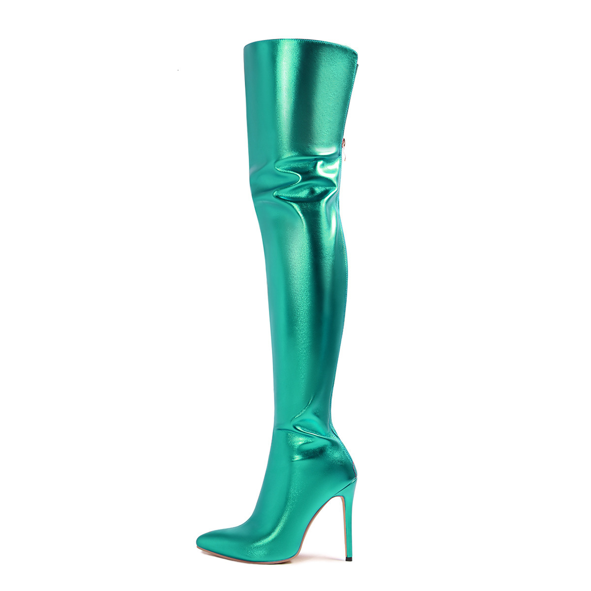 Women's Shoes Sexy Thigh Over The Knee With Zipper Pointed High Heels Colorful Patent Leather Fashion Boots