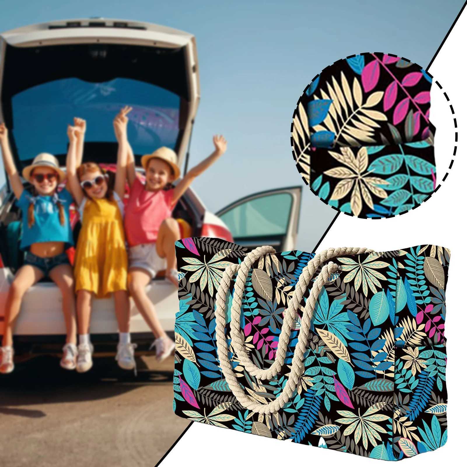 Womens beach bag large waterproof striped printed handbag casual shoulder bag beach swimming pool bag travel and shopping beach bag Z250219