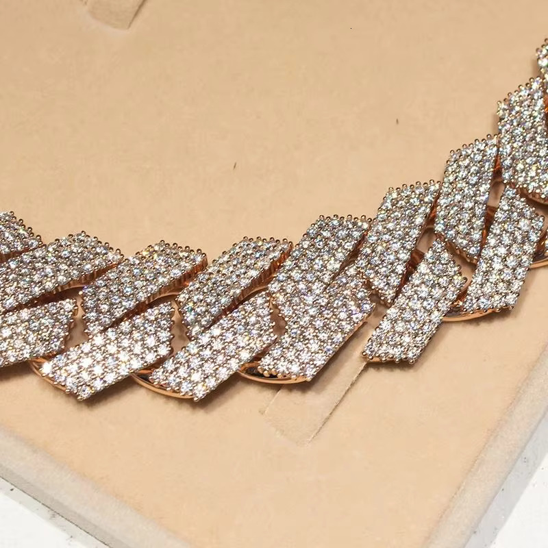 Silica sterg sier necklace, 19mm ice Cuban chain