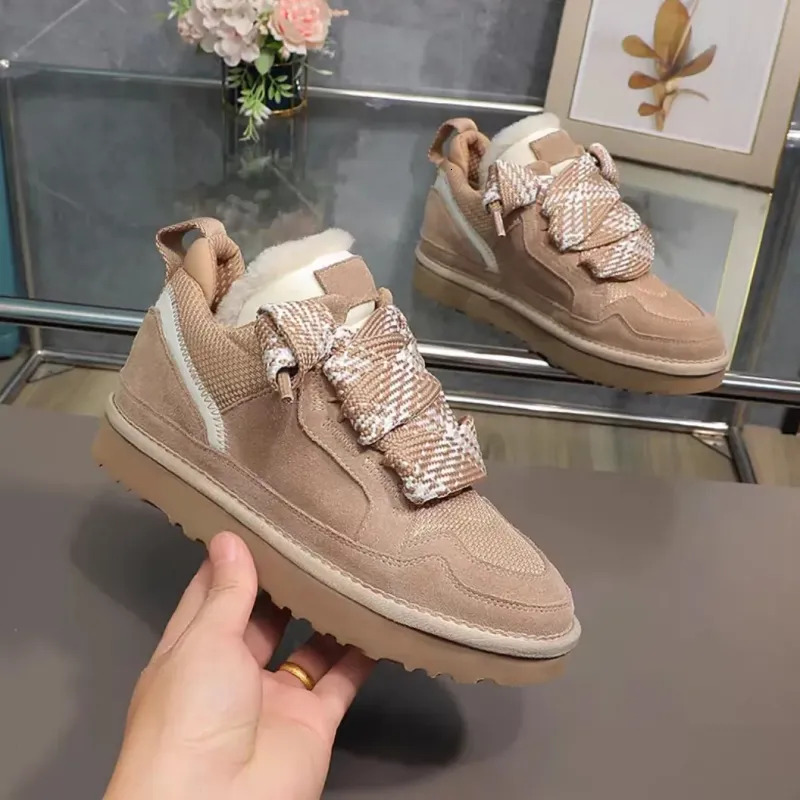 Lowmel Trainers Casual Shoes Sneakers Classic Womens Baskets Sand Wool Sheepskin Canvas Cold Designer Genuine Leather
