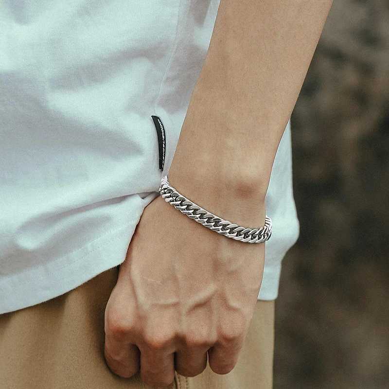 Kcaco Stainl Steel Cuban Link Bracelet Chunky Wristband Hip Hop Cu Link Chain Bracelets Width 8mm for Boyfriends JewelryXJ250219