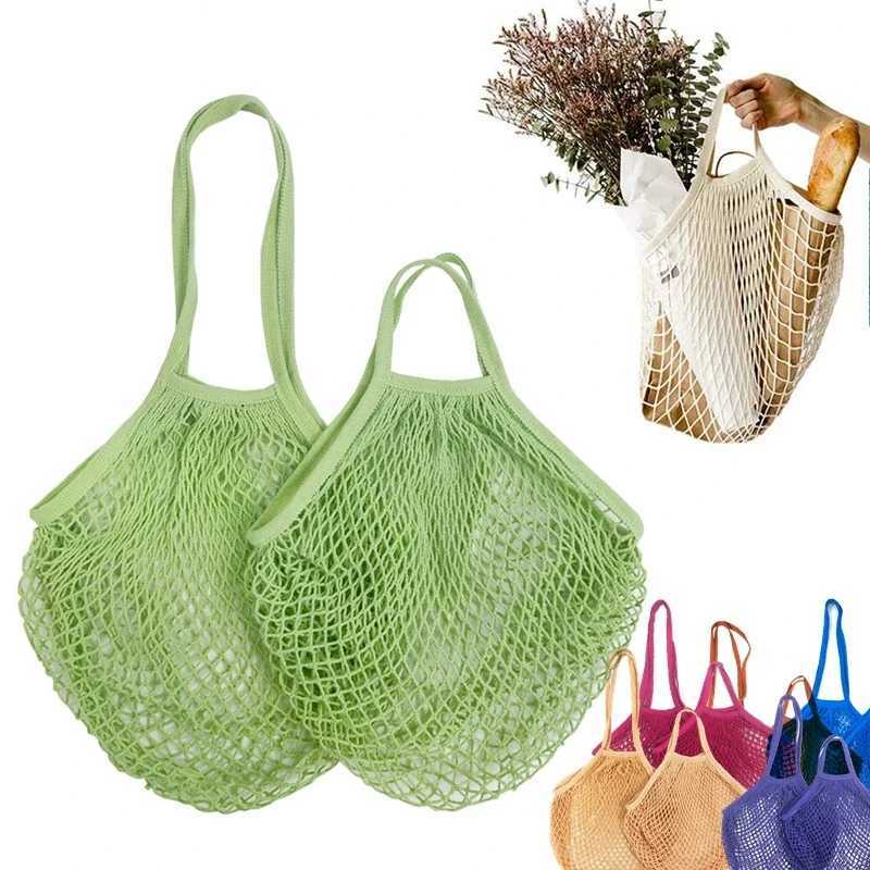 20 Color Reusable Shopping Bags Portable Net Bag Fruit Vegetable Storage Eco-friendly Cotton Foldable Mesh Bag for Shopping Tote Z250219