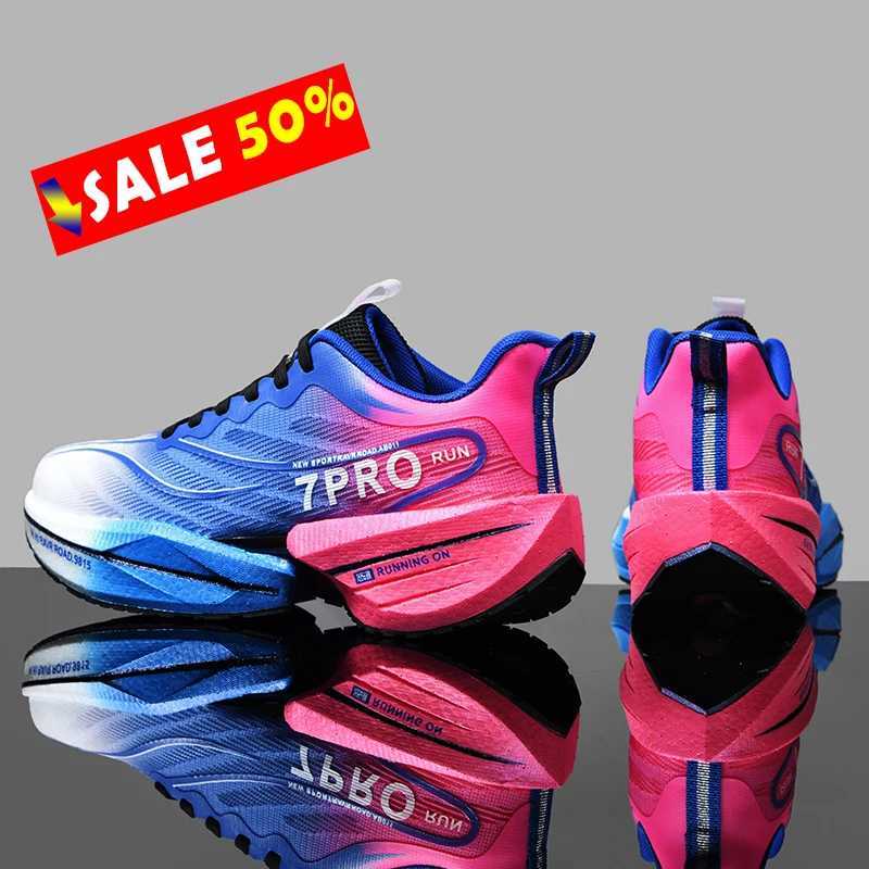 Carbon Plate Air Cushion Men Sports Marathon Running Shoes Breathable Lightweight Women Comfortable Athletic Nonskid Sneakers Z250225