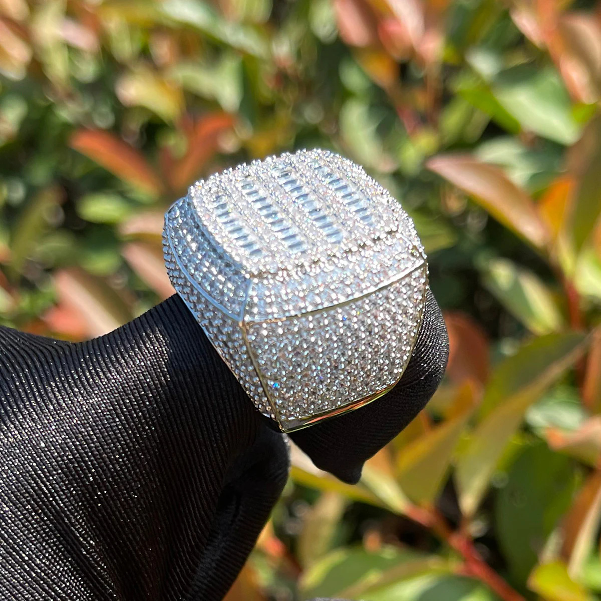 Hip Hop Square Casting Rings TopBling Full 5A T Zircon Real Gold Plated Rap Jewelry for Man