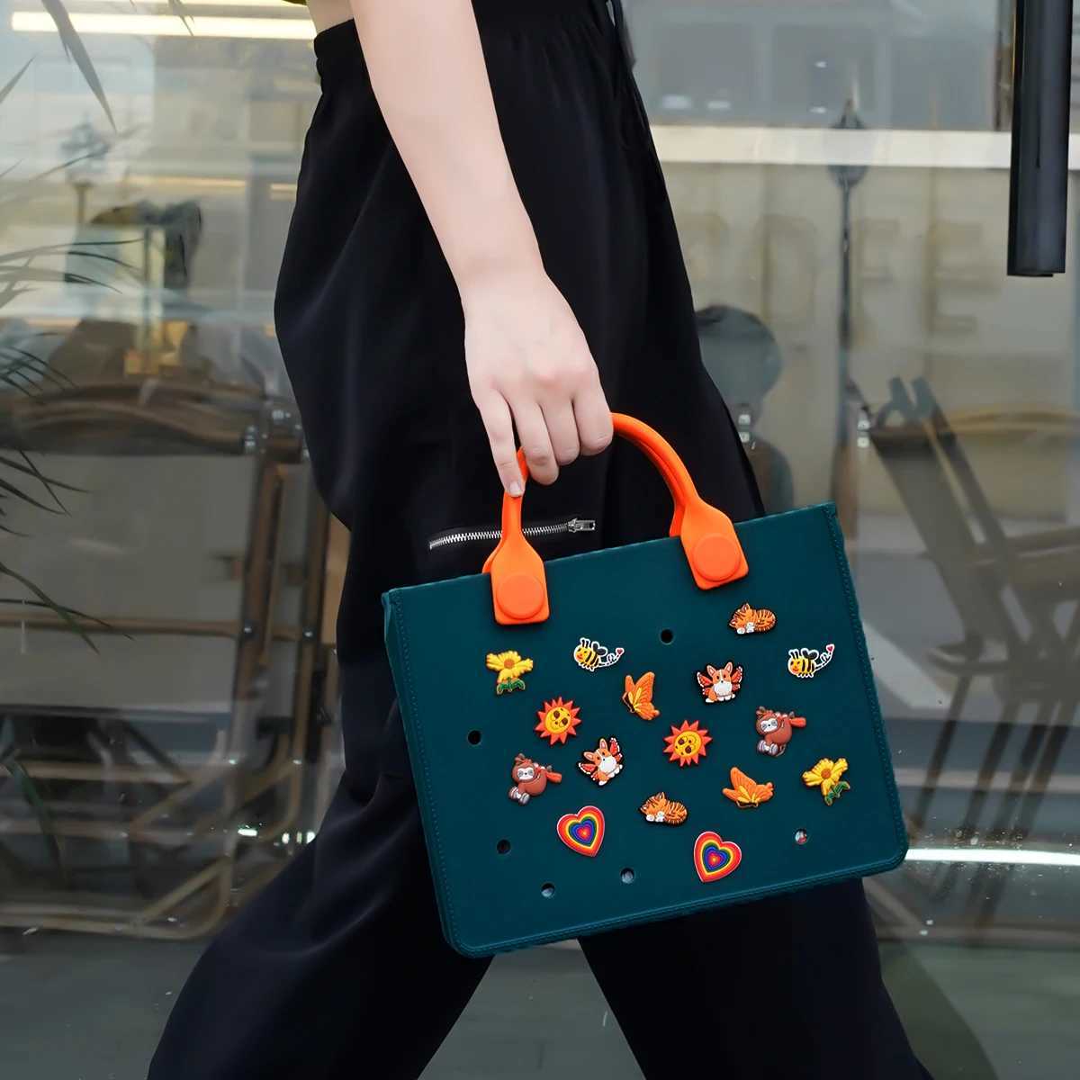 EVA Large Leather Shoulder Bag Handbag Tote Bag Storage for Women Casual Waterproof Beach Bag Hole Fit Charm Fashion Storage Bag Z250219