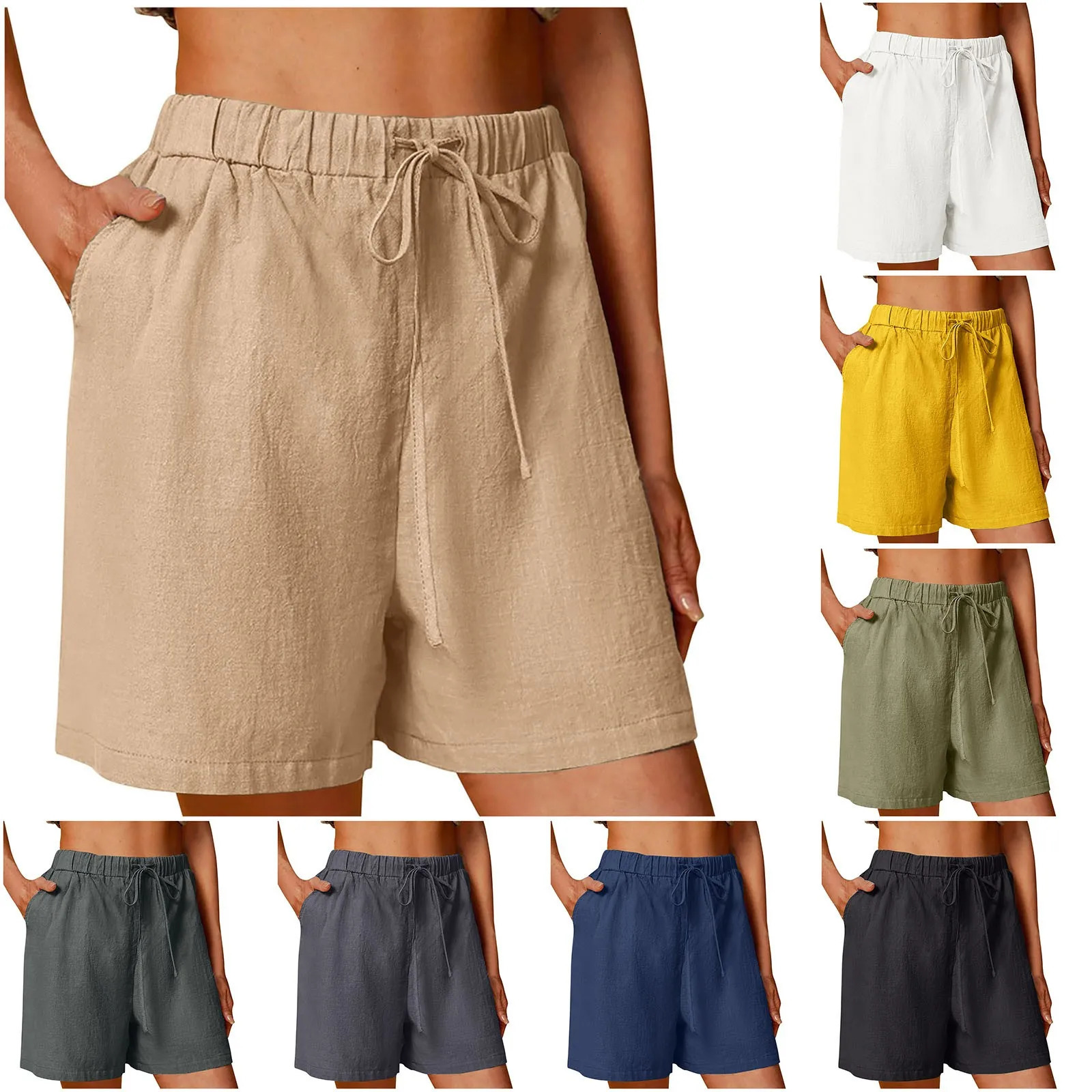 Summer Fashion Casual Wide Leg Shorts Women Cotton Linen Quick Dry Straight Leg Pants Female Versatile Quick Dry Loose Shorts 250214