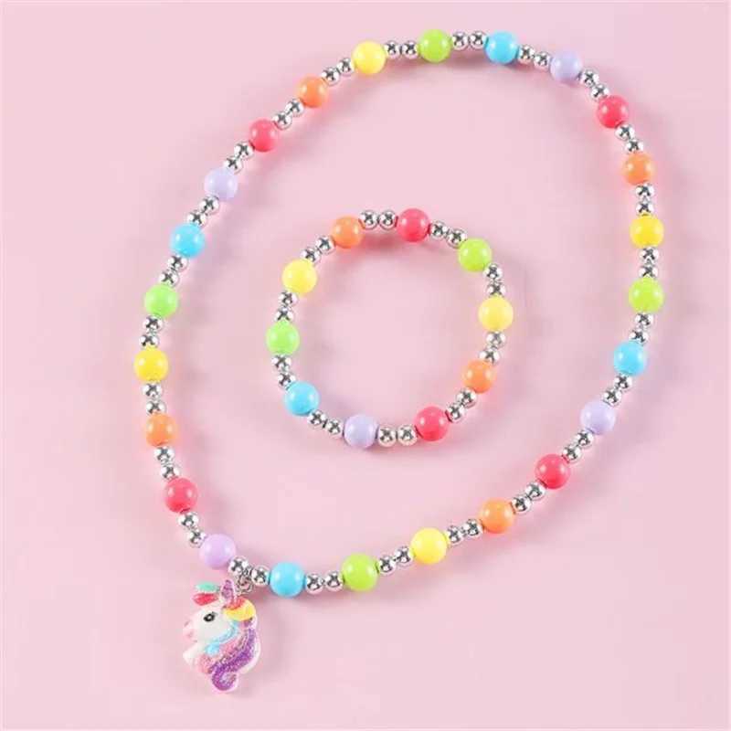 Cute Rabbit Pendant Necklace For Girls Bear Heart Beads Necklace For Children Fashion Jewelry Accories 2023 Wholesale TrenXJ250219