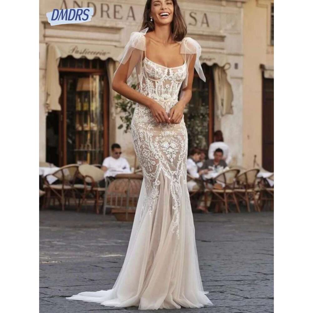 Classic Strapless Wedding Dresses Backless Mermaid for Bride Elegant Appliques Custom Bridal Dress