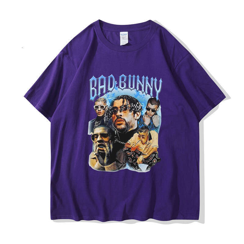 200g fabric cotton T European size new Bad bunny fashion hip-hop T-shirt print