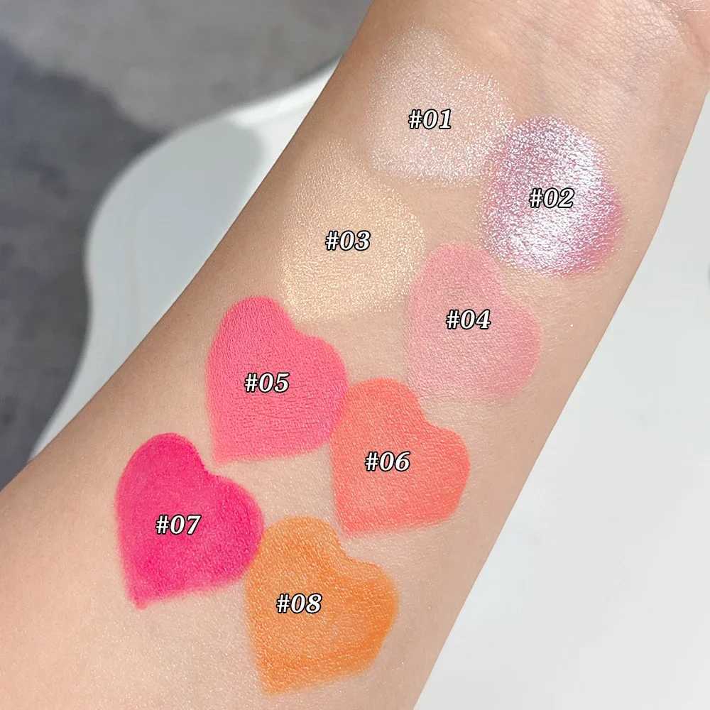 6 colors love shape matte glossy B-bar waterproof sweat resistant long-lasting multifunctional bright facial highlightsW250220