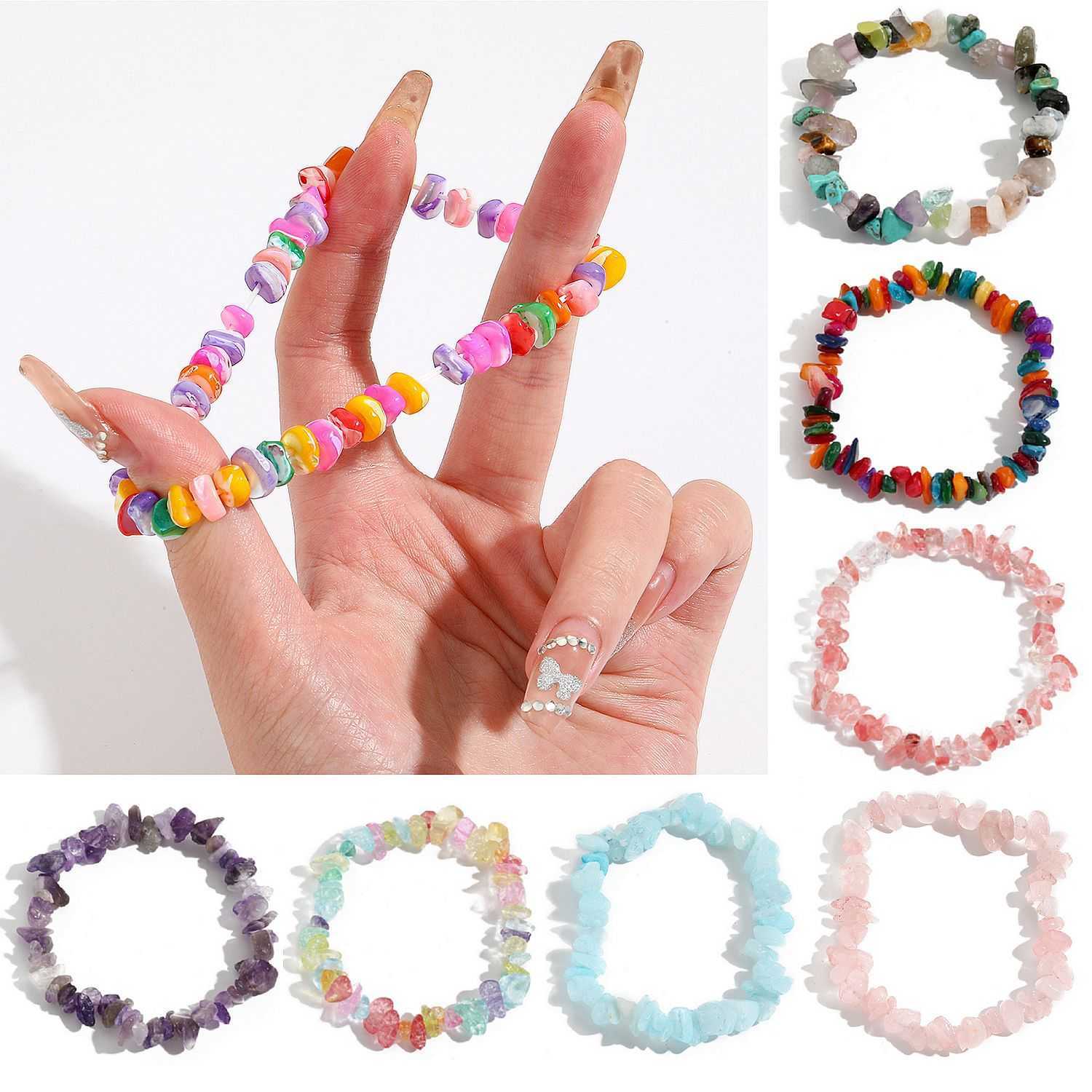Charm Bracelets Bohemian Colored Stone Bracelet Summer Accessories Natural Stone Bracelet H25220