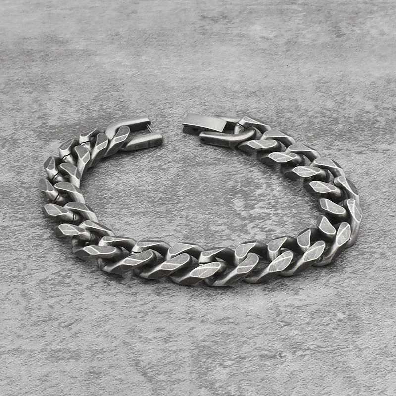 Punk Vintage Stainl Steel Rock Bangle Bracelet Cuban Chain Fashion Jewelry Hip Hop R Women Men Unisex Gift PartyXJ250219