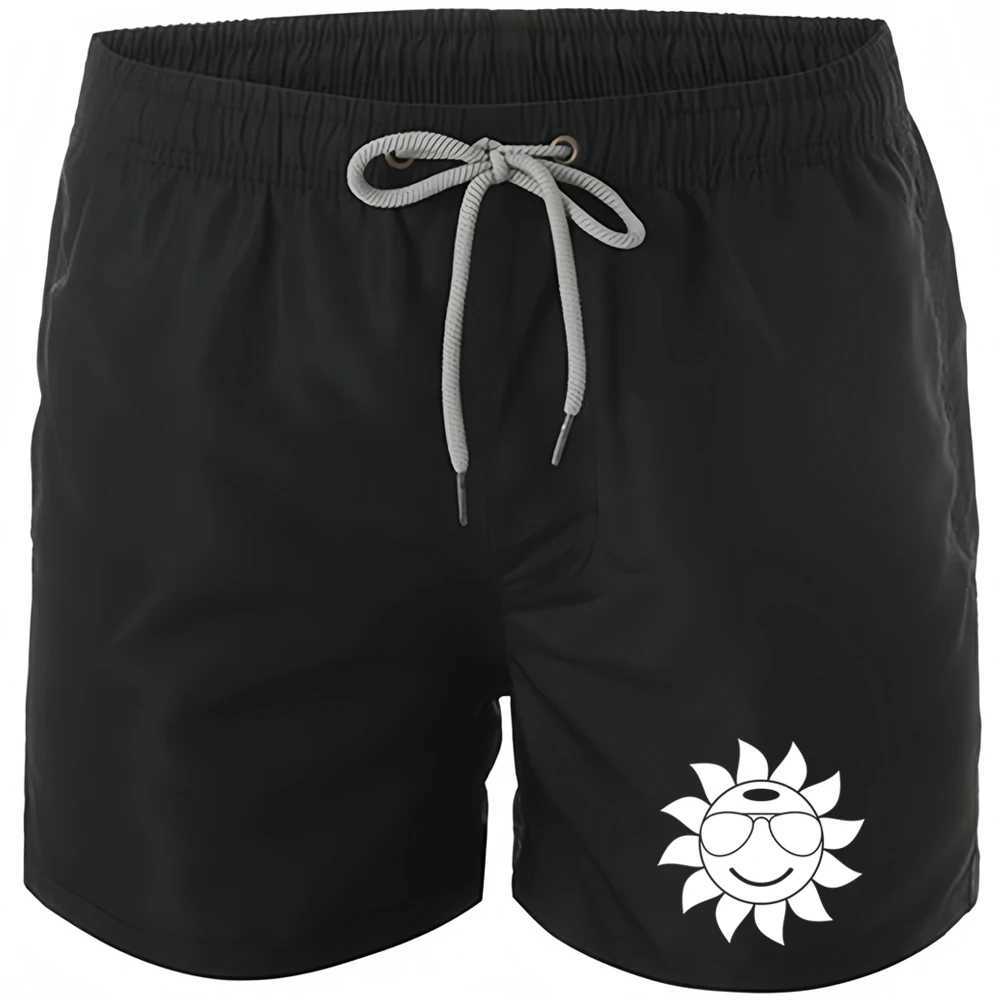 Men Loose Beach Shorts Drawstring Quick Dry Sun with sunglasses Shorts For Summer Women Male Print Casual Oversized Sport Shorts X250220