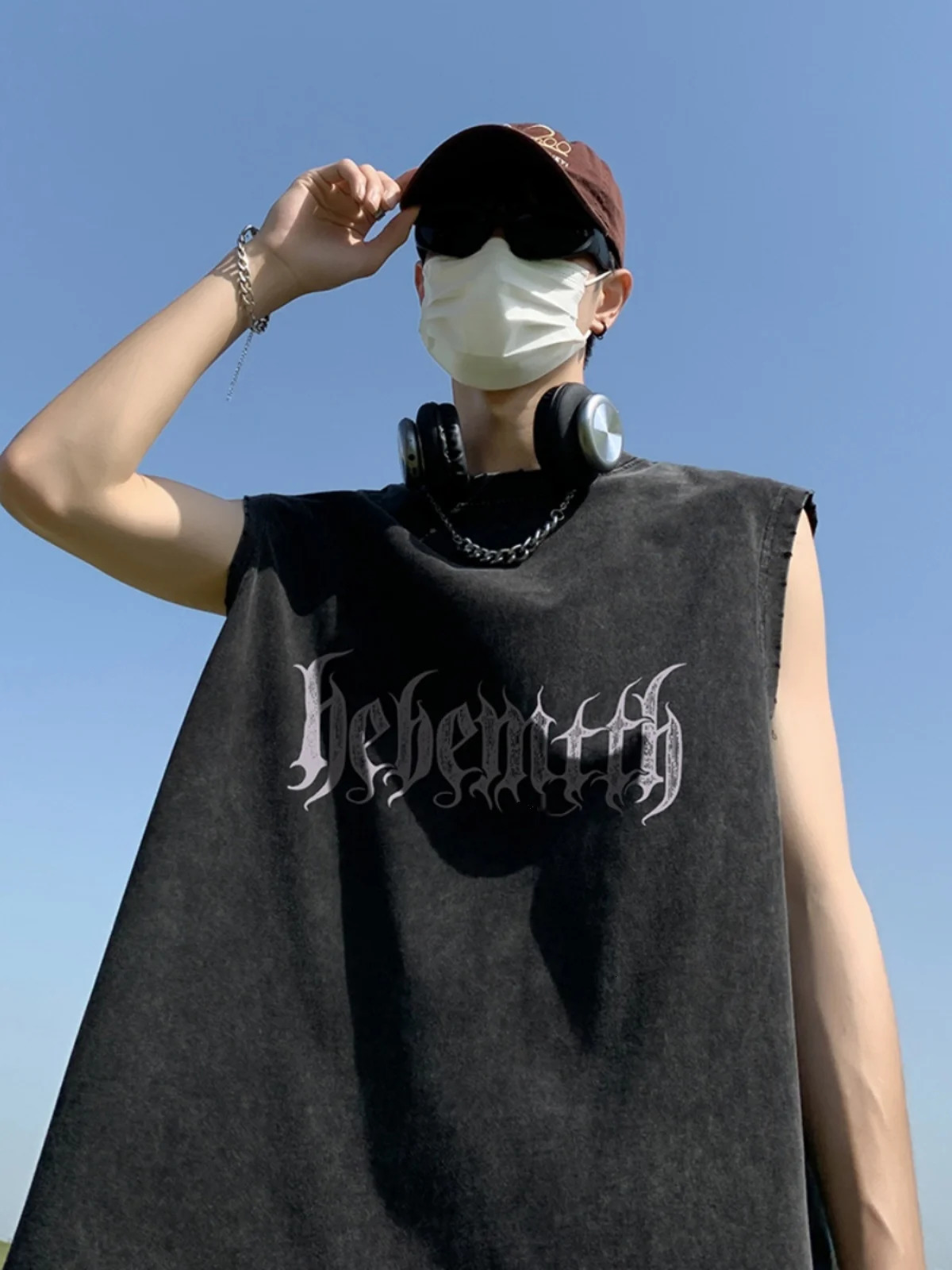 American Style Vintage Tank Top Vest For Men Spring And Summer Trend High Street Ruffian Handsome Versatile Loose 250219