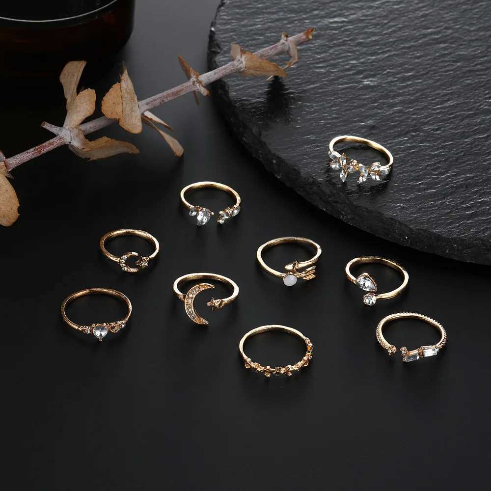 New Bohemian Gold Ring Set Used for Vintage Geely Cross Pearl Finger Rings Fem Fashion Jewelry Gifts X250220