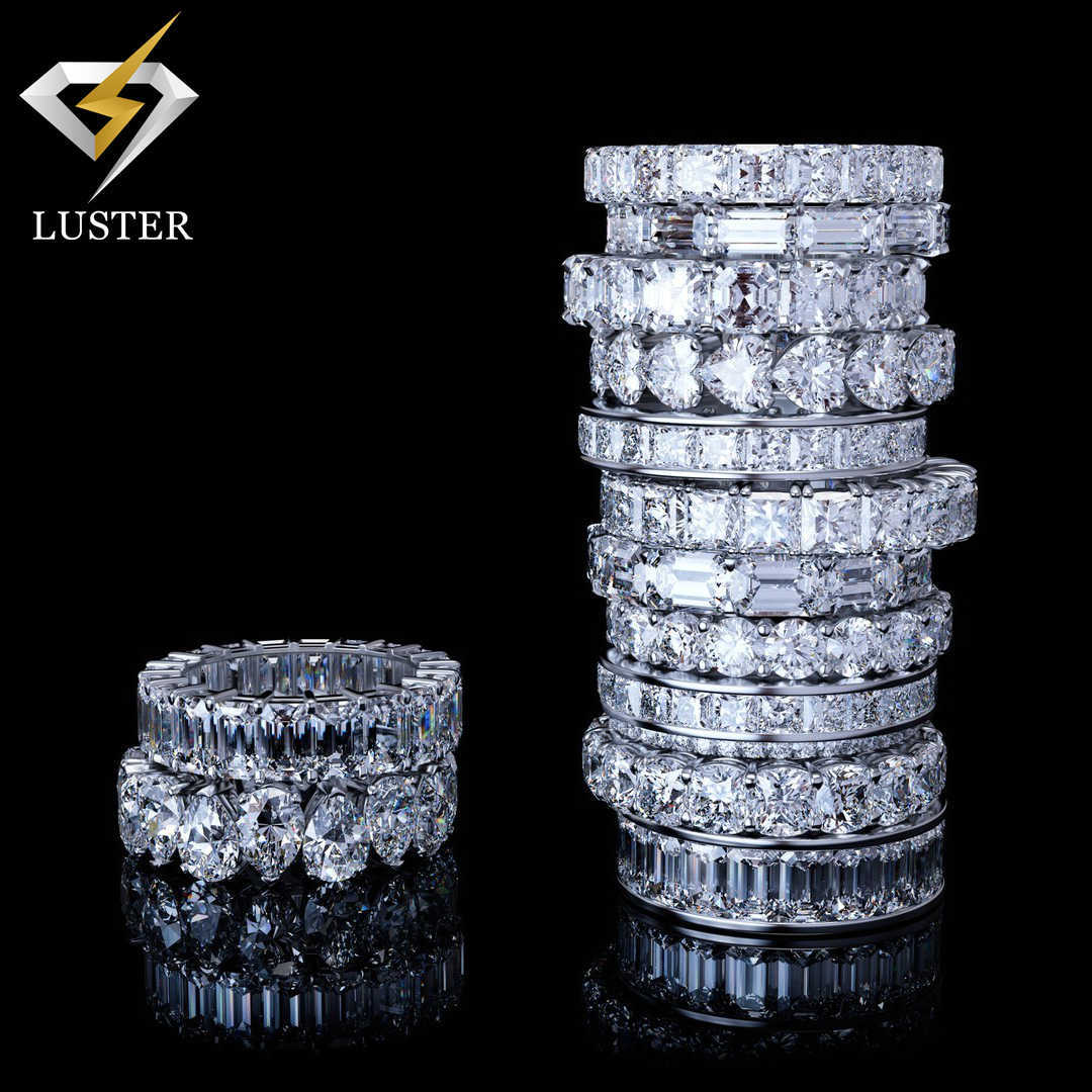 Luster Deposit Custom Bridal Band Design 10k/14k/18k Eternity Engagement Wedding Real Gold Moissanite Ring for Woman