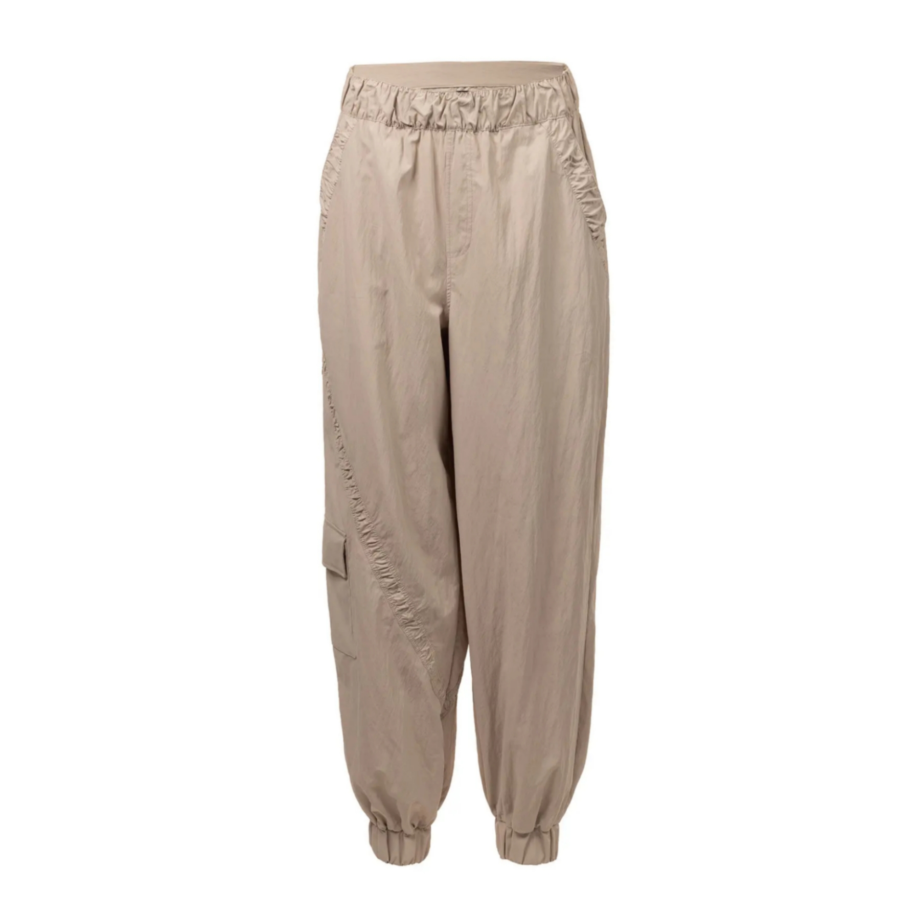 Stylish Loose Fit Pale Grey Trousers Pants with Pockets Elasticated Ankle Hem