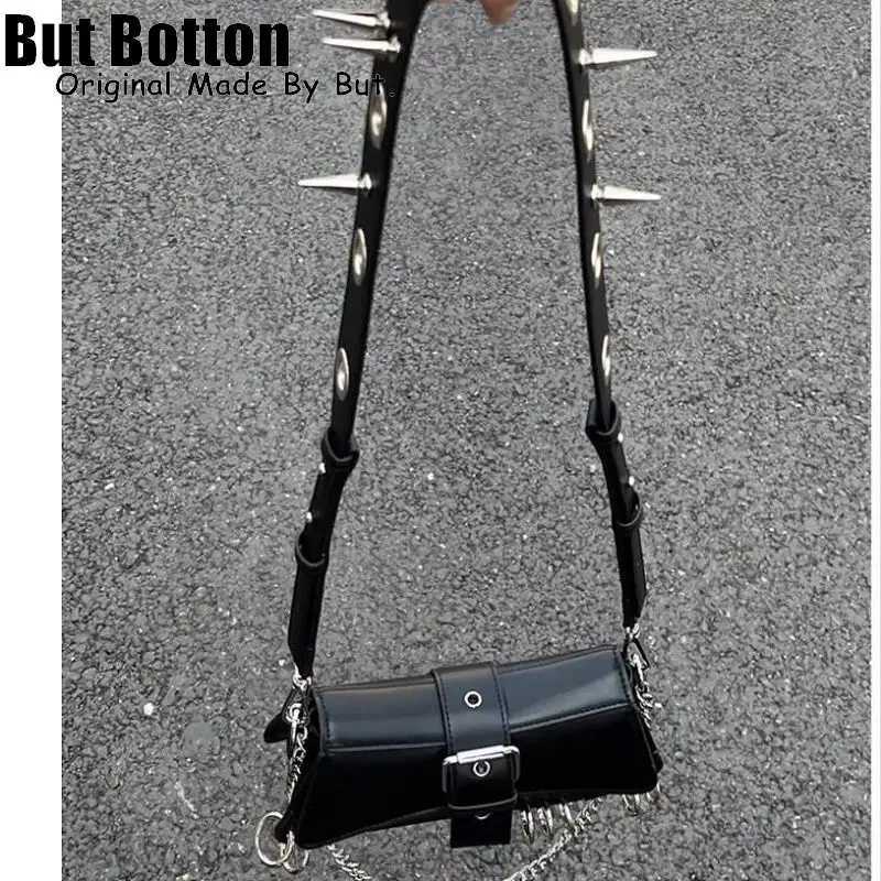 Womens Y2k girl retro Harajuku punk high-end design pointed chain single shoulder handbag womens steampunk handbag cross body bag Y250218