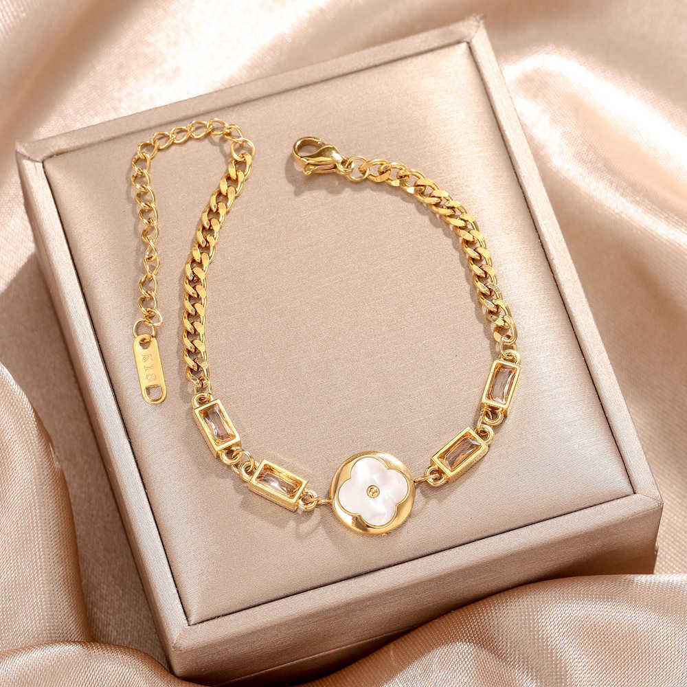 Charm Bracelets 18k rose gold titanium steel bracelet Korean version Bohemian temperament titanium steel non fading bracelet accessory H25220 4 8ZOW