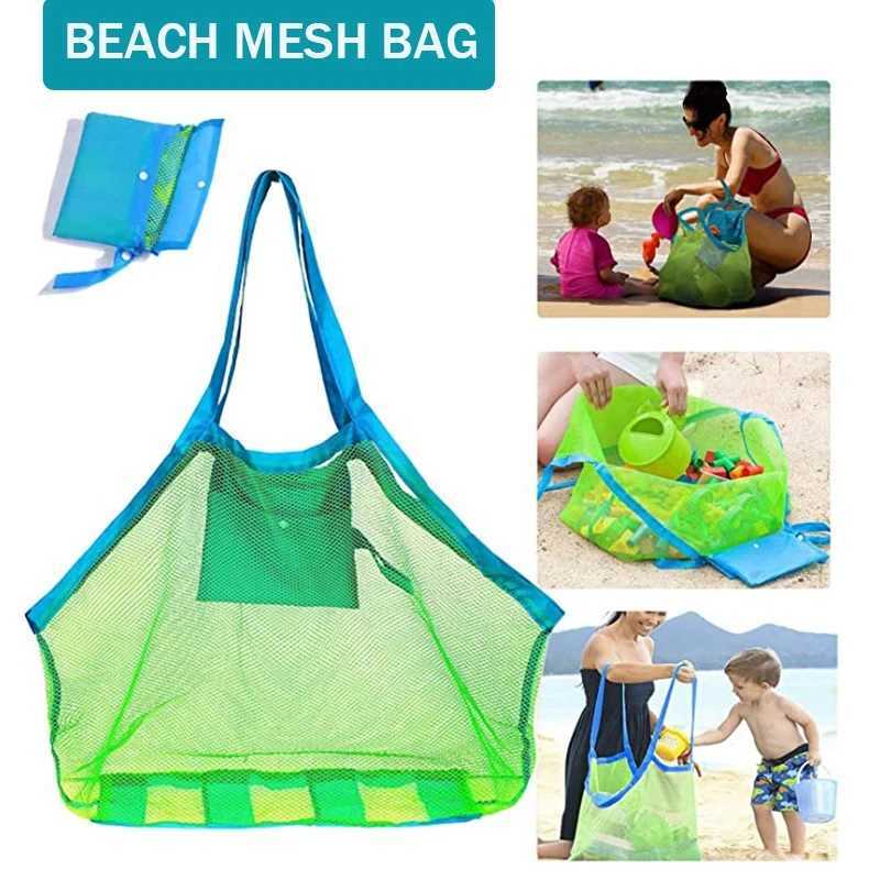 1pc Multicolor Large Mesh Beach Bag Sand-Away Portable Tote With Convenient Hanging Hole Breathable Foldable Storage For Toys Z250219