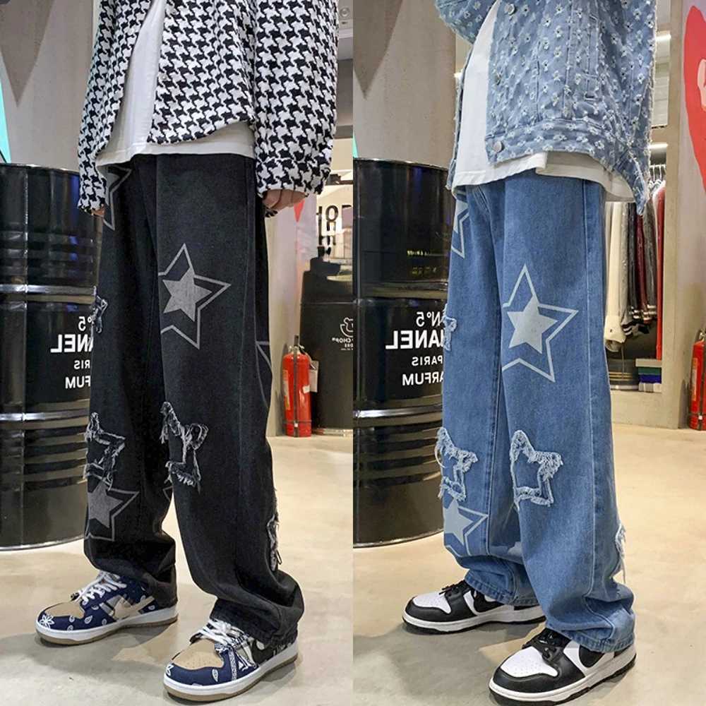 Mens jeans Neutral Wide Leg Denim Trousers Loose Straight Men Jeans aesthetic Man Jeans Pants for boy Casual Baggy hip hop 2022 X250220