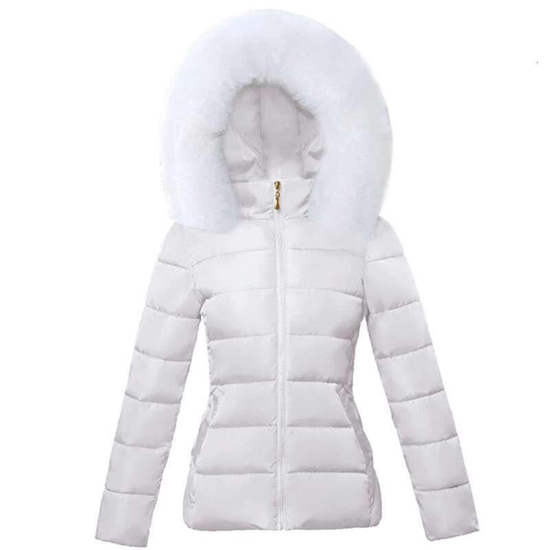 Fake Fur Collar Female New 2023 Fashion Coat Slim Parka Warm Hooded Winter Jacket Women