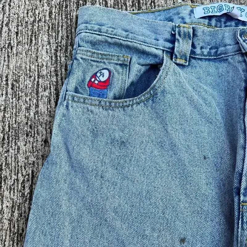Y2k Pants Baggy Jeans Mens Womens Hip Hop Polar Big Boy Embroidery Jeans Streetwear High Waist Wide Trouser Cargo Pants X250220