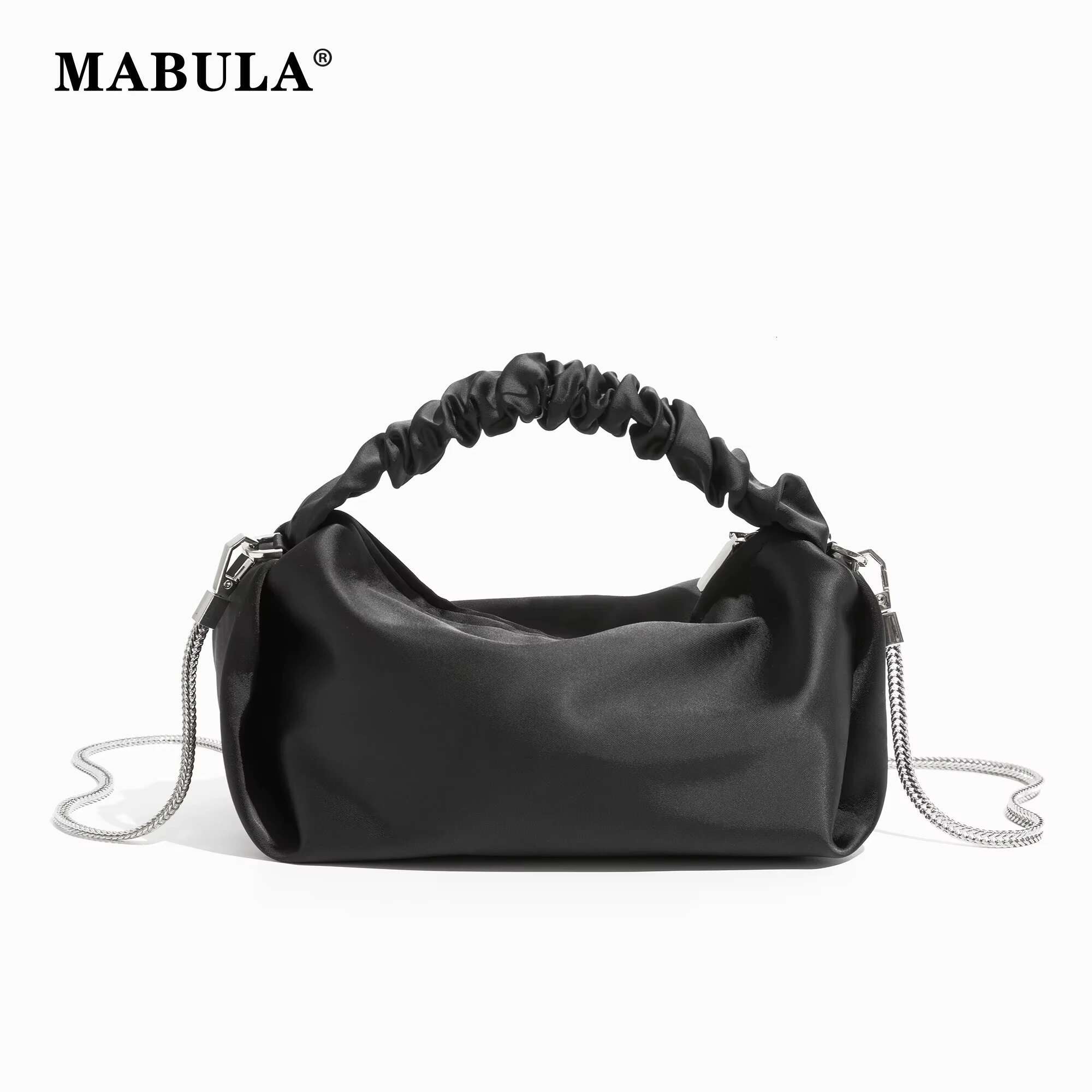 MABULA Brand Soft Fabric Totes Women's Designer Handbags Short Handle Shoulder Ladies Elegant Solid Color Pleated Bags